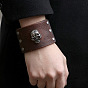 Véritables bracelets en cuir de vachette, avec les accessoires en alliage, crane