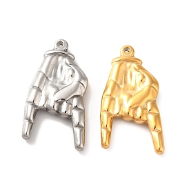 Ion Plating(IP) 304 Stainless Steel Pendants, Palm Charms