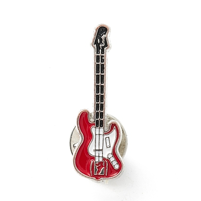 Guitar Enamel Pin, Musical Instrument Alloy Brooch for Backpack Clothes, Platinum