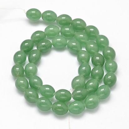 Ovales naturales verdes perlas aventurina collares, 10x8 mm, agujero: 1 mm, sobre 39 unidades / cadena, 15.7 pulgada