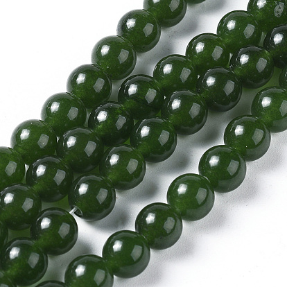 Perles naturelles, perles de jade , teint, imitation taiwan jade, ronde