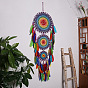 Indian Style Iron Woven Web/Net with Feather Pendant Decorations, Cotton Cord Hanging Home Wall Decorations