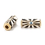 Real 18K Gold Plated Brass Tube Beads, with Enamel, Long-Lasting Plated