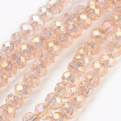 Electroplate Glass Beads Strands, AB color Plated, Faceted, Rondelle
