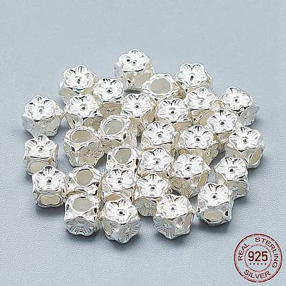 925 perlas de plata esterlina, cubo con flores