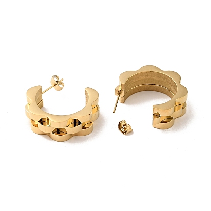 304 boucles d'oreilles en forme de bracelet de montre en acier inoxydable, boucles d'oreilles demi-créoles épaisses pour femmes