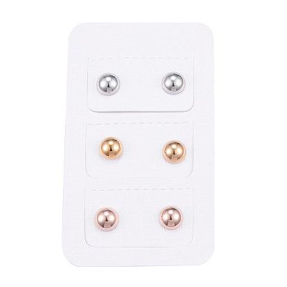 304 Stainless Steel Ear Studs, Hypoallergenic Earrings, Half Round/Dome
