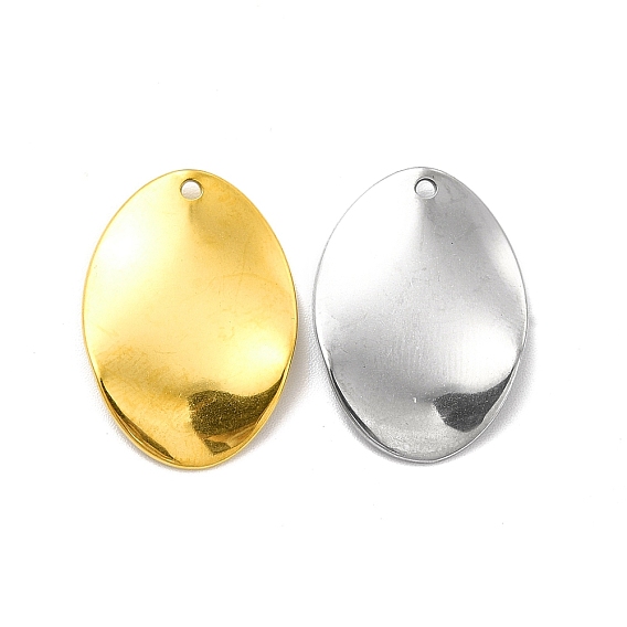 Ion Plating(IP) 201 Stainless Steel Pendants, Oval Charm