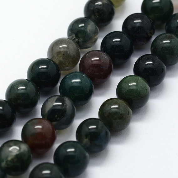 Natural Moss Agate Beads Strands, Round