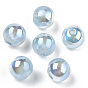 Perles de nacre en plastique ABS, de couleur plaquée ab , ronde