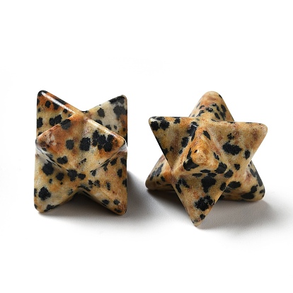 Perles de jaspe dalmatien naturelle, pas de trous / non percés, Merkaba Star