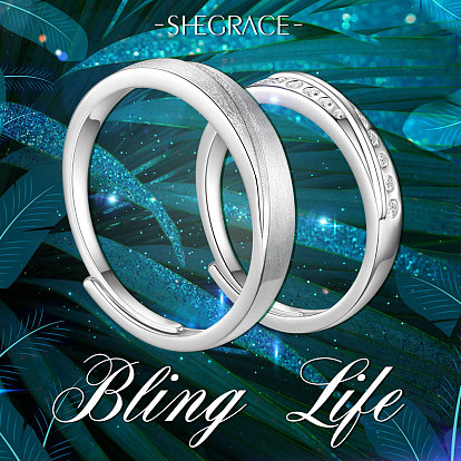 Регулируемые кольца для пары пальцев из стерлингового серебра shegrace 925, с покрытием платиным