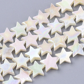 Freshwater Shell Beads Strands, AB Color Plated, Undyed, Star