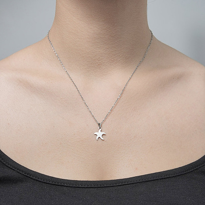 201 Stainless Steel Starfish Pendant Necklace