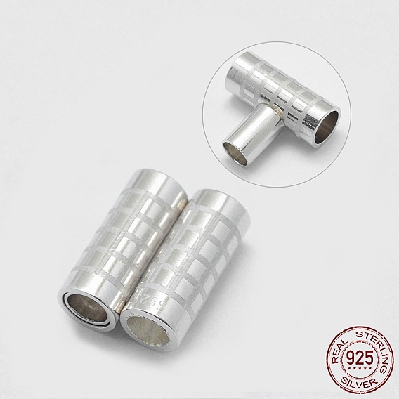 925 Sterling Silver Magnetic Clasps, with S925 Stamp, Column