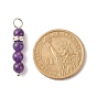 Gemstone Beaded Pendants, with 304 Stainless Steel Findings & Brass Rhinestone Spacer Beads, Strip, Stainless Steel Color