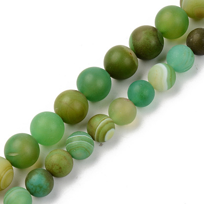 Natural Sardonyx Beads Strands, Frosted, Dyed & Heated, Round