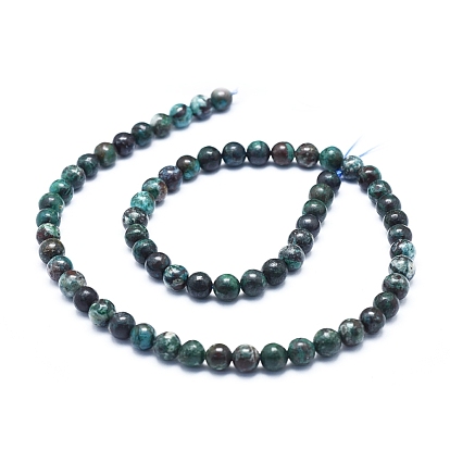 Natural Chrysocolla Azurite Beads Strands, Round