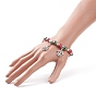Bracelet extensible en perles de verre, arbre de noël et père noël et boîte-cadeau bracelet à breloques en alliage pour femme
