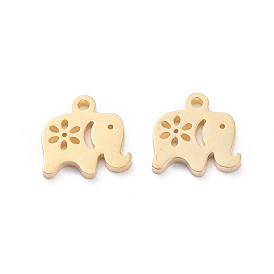 304 Stainless Steel Charms, Laser Cut, Elephant