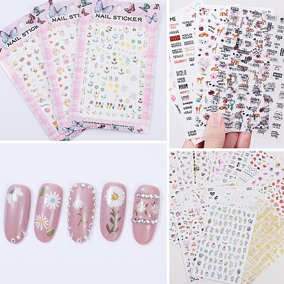 Nail Decals Stickers, Self-Adhesive Cat Mermaid Phrase Strawberry Nail Design Art, for Nail Toenails Tips Decorations