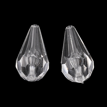 Perles acryliques transparentes, facette, goutte , 21x11mm, Trou: 2mm