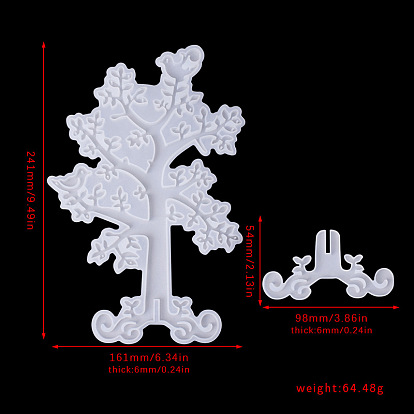 Soportes de exhibición de joyas de árbol de la vida moldes de silicona, para resina uv, fabricación artesanal de resina epoxi