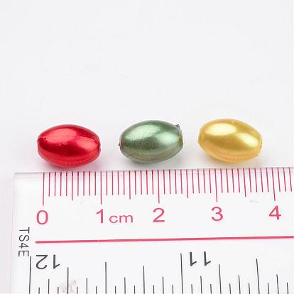 Cuentas de perlas de imitación de plástico abs, arroz, 11x7.5 mm, agujero: 1 mm, sobre 1406 unidades / libra