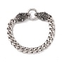 201 Stainless Steel Curb Chains Bracelet with Wolf Clasp for Women