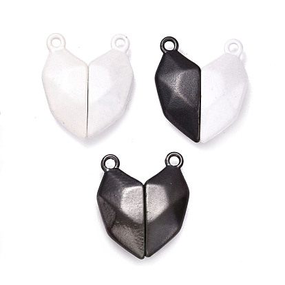 Spray Painted Alloy Heart Split Pendants, with Magnetic, for Couple Necklaces Bracelets Jewelry Making Gifts