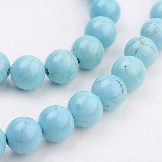 Natural Magnesite Beads Strands, Round, Dyed & Heated