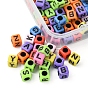Craft Style Acrylic Beads, Cube with Random Mixed Letters