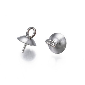 304 pendentifs bélières en acier inoxydable, pour la moitié de perles percées, demi-tour