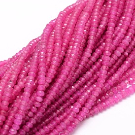 Dyed Natural Malaysia Jade Rondelle Beads Strands, Faceted, 3x2mm, Hole: 1mm, about 154pcs/strand, 14.3 inch