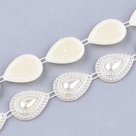 ABS plastique imitation perle garniture perlée guirlande brin, idéal pour le rideau de porte, matériel de bricolage de décoration de mariage, goutte 
