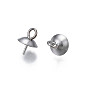 304 Stainless Steel Cup Peg Bails Pendants, For Half Drilled Beads, Half Round