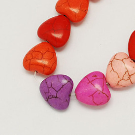 Synthetical Turquoise Beads Strands, Dyed, Heart, 24x24x9mm, Hole: 1.5mm, about 140pcs/1000g