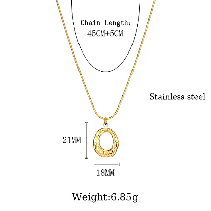Colliers à pendentif anneau texturé en acier inoxydable, pour femme