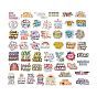 50Pcs Cartoon English Word Paper Sticker Label Set, Adhesive Label Stickers, for Suitcase & Skateboard & Refigerator Decor