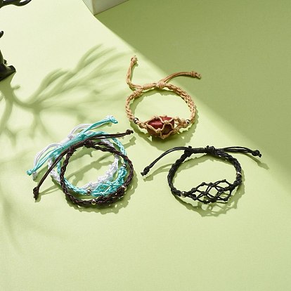Ccb пластиковый браслет с плетеным шнуром, регулируемый браслет из вощеного хлопка макраме для женщин
