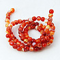 Natural Striped Agate/Banded Agate Beads Strands, Round, Dyed, Grade A, 4mm, Hole: 1mm