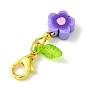 Flower Handmade Polymer Clay Pendant Decorations, Leaf Transparent Acrylic and Alloy Lobster Claw Clasps Charm