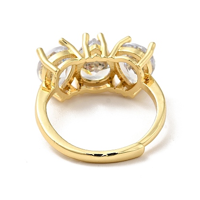 Clear Cubic Zirconia Teardrop Adjustable Ring, Brass Jewelry for Women