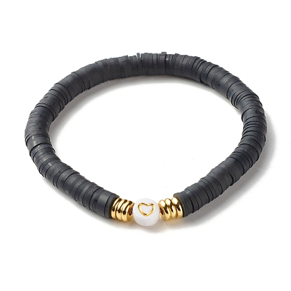 Набор браслетов из бисера с узором в форме сердца для женщин, браслет хейши из полимерной глины, белый и черный