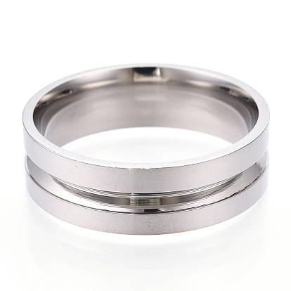 201 ajustes de anillo de dedo acanalados de acero inoxidable, núcleo de anillo en blanco, para hacer joyas con anillos