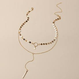Collier à pendentif géométrique avec chaîne de clavicule sexy multicouche pour accessoires chics