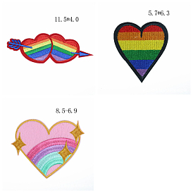 Rainbow & Heart Theme Computerized Embroidery Cloth Iron On/Sew On Patches, Costume Accessories, Appliques