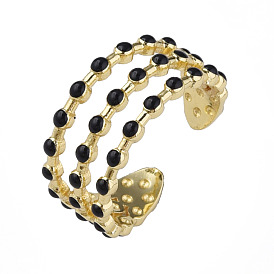 Эмалевое тройное открытое кольцо-манжета, настоящие позолоченные украшения из латуни для женщин, без никеля 