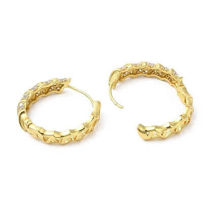 Rack Plating Brass Pave Cubic Zirconia Hoop Earrings for Women, Long-Lasting Plated, Lead Free & Cadmium Free