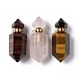 Faceted Bullet Natural Gemstont Perfume Bottle Pendants, Essentail Oil Diffuser Charm, for Jewelry Making